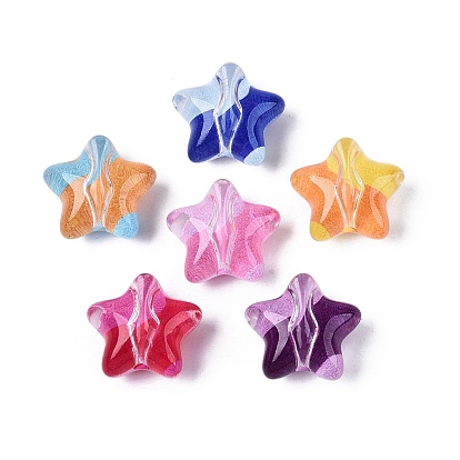 Печатные прозрачные акриловые бусины, звезда, два тона