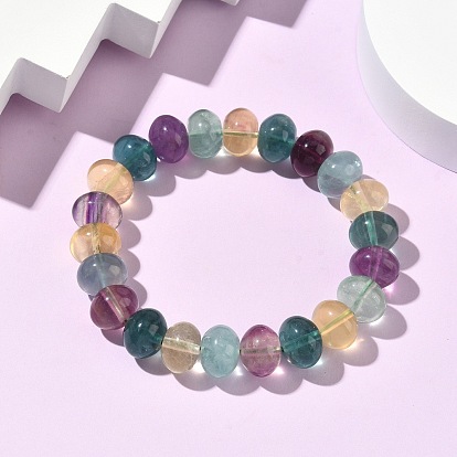 Природные флюорита браслеты из бисера, эластичные браслеты для женщин, овальные