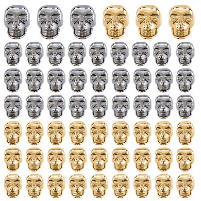 60 шт. 2 цвета цинковый сплав пуговицы с хвостовиком, 1-луночное, череп