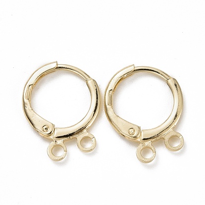 Brass Hugggie Hoop Earrings, with 2 Loops