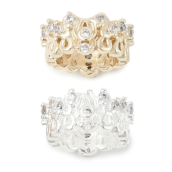 Латунные микро проложить Цирконий Европейский бисером, бусины с большим отверстием, без свинца и без кадмия, колонка