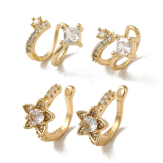 Латунная серьга-кафф с микропаве и цирконием