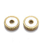 304 Stainless Steel Spacer Beads, with Shell, Flat Round with Gead Edge, Seashell Color