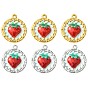 6 шт. 2 цвета 304 эмалированные подвески из нержавеющей стали, плоская круглая форма с клубничными украшениями