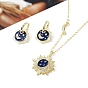 Brass Hoop Earring & Pendant Necklaces Sets for Women, with Enamel Sun & Moon