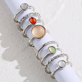 Minimalist Colorful Joint Ring Set for Women - 8 Pieces Creative Cold Wind Index Finger Rings