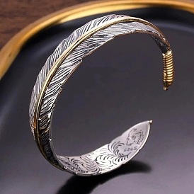 Винтажный мужской браслет из перьев - регулируемый размер, креативный дизайн, личность.