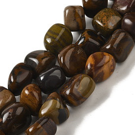 Natural Chinese Writing Stone Beads Strands, Nuggets, Tumbled Stone