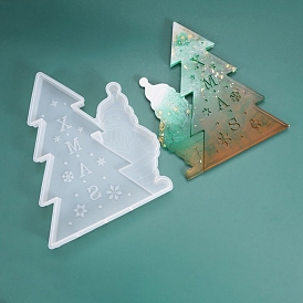 DIY Christmas Tree with Santa Claus Pendant Silicone Molds, Resin Casting Molds, for UV Resin, Epoxy Resin Jewelry Making