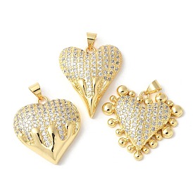 Латунные микропаве прозрачные подвески с фианитом, без кадмия и без свинца, тающее сердце