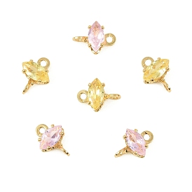 Латунные подвески-коннекторы в виде конского глаза, инкрустированные кубическим цирконием, без кадмия, без никеля и без свинца, реальный 18 k позолоченный