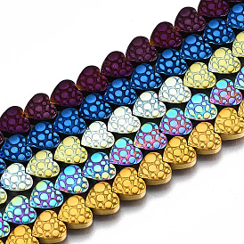 Electroplate Non-magnetic Synthetic Hematite Beads Strands, Heart with Spot