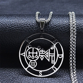 201 ожерелья с подвесками из нержавеющей стали с изображением печати демона, плоско-круглые