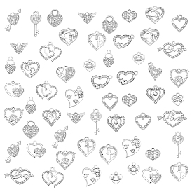 60шт 20 стили подвески со стразами из сплава, сердце