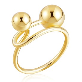 925 Sterling Silver Double Balls Cuff Ring for Women