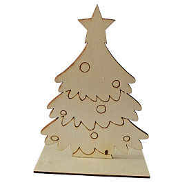 Unfinished Wooden Christmas Tree, for DIY Hand Painting Crafts, Christmas Tabletop Ornament