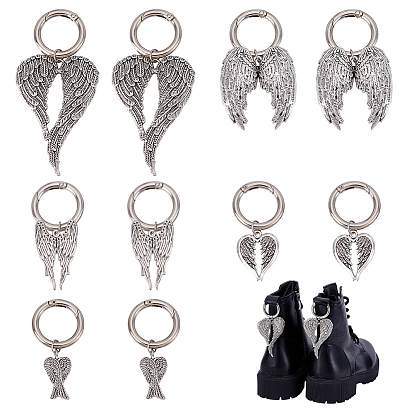 10 шт 5 стили крыла тибетский стиль сплава обувь подвески, с пружинными кольцами ворот