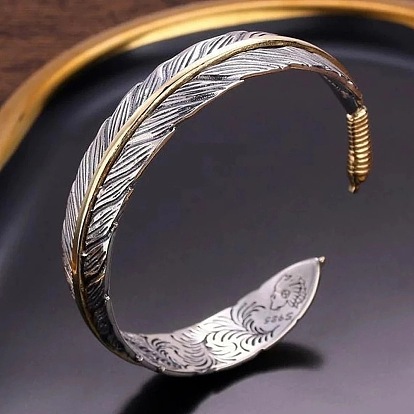 Vintage Men's Feather Bracelet - Adjustable Size, Creative Design, Personality.