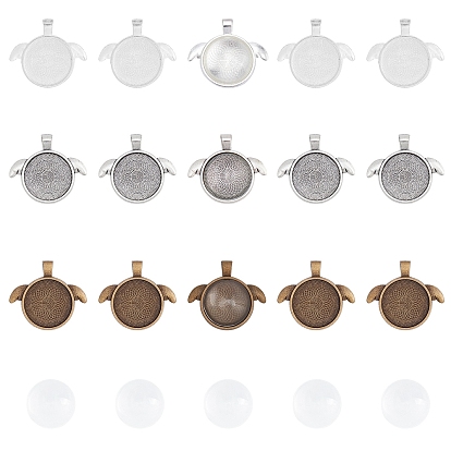 DIY Pendant Making, with Alloy Pendant Cabochon Settings and Transparent Glass Cabochons