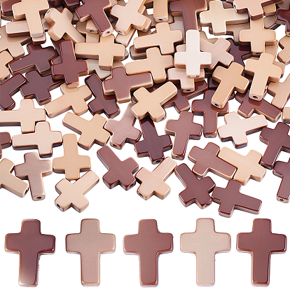 4 нити из синтетических бирюзовых бусин, окрашенных аэрозольной краской, крестик