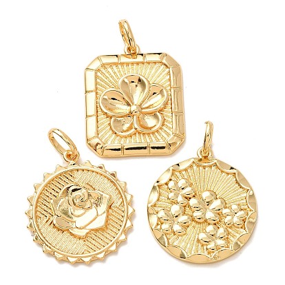 Латунные подвески, стойки покрытие, долговечный, без свинца и без кадмия, реальный 18 k позолоченный, цветок