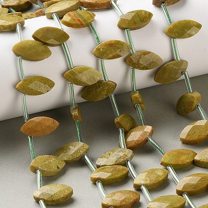 Естественный зеленый опал бисер нитей, граненые, лошадиный глаз , Топ пробуренной, с пластиковыми трубчатыми бусинами