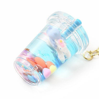 Acrylic Cup Keychain, with Zinc Alloy Lobster Claw Clasps, Iron Key Ring and Brass Bell