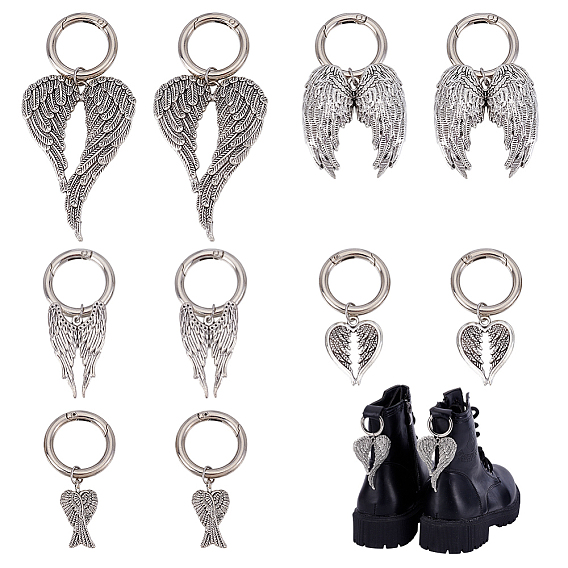 10 шт 5 стили крыла тибетский стиль сплава обувь подвески, с пружинными кольцами ворот