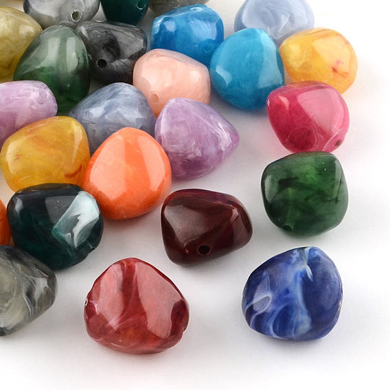 Nuggets Imitation Gemstone Acrylic Beads, 25x24x17mm, Hole: 3mm, about 84pcs/500g
