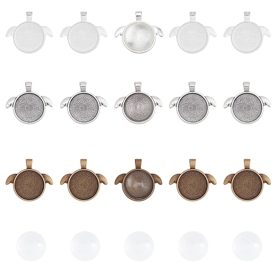 DIY Pendant Making, with Alloy Pendant Cabochon Settings and Transparent Glass Cabochons