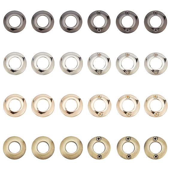 24шт. 4 цвета сплав люверсы фурнитура, свинчиваем кольцо втулки, для изготовления пакетов