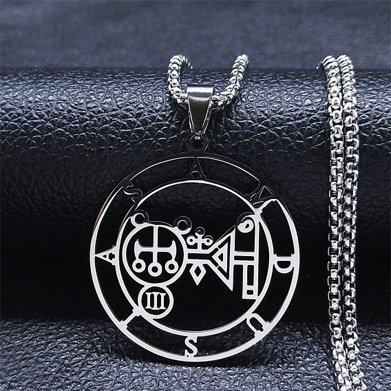 201 ожерелья с подвесками из нержавеющей стали с изображением печати демона, плоско-круглые
