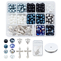 DIY Necklace Making Kits, 420Pcs Glass & ABS Plastic & Brass Beads, 16Pcs Alloy Links and Brass Pendants, Tiger Tail Wire