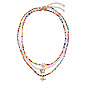 Bohemian Butterfly Pendant Necklace Set with Colorful Beads and Pearls