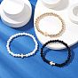 3Stück 3Stile CCB-Kunststoffperlen & undurchsichtige Acrylperlen & ABS-Kunststoff-Imitationsperlen, runde Perlen, Stretch-Armband-Set, Kreuzschmuck-Armbänder für Frauen und Männer