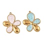 304 Stainless Steel Enamel Pendants, Flower Charms, Golden