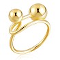 925 Sterling Silver Double Balls Cuff Ring for Women
