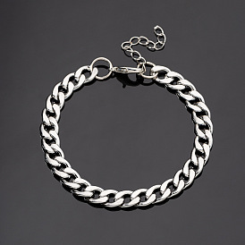 Bracelet élégant en chaîne en maille d'acier inoxydable pour hommes et femmes - design évidé en argent b