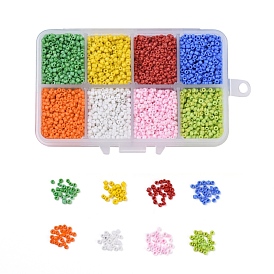 8 Colors Round Glass Seed Beads, Opaque Colours, Round Hole