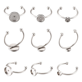 9 pcs 3 styles 304 réglages de l'anneau des coussinets de manchette en acier inoxydable, Coupe au laser, plat rond