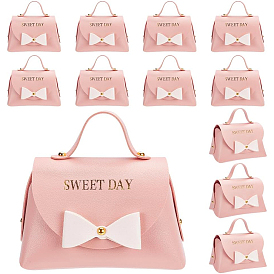 Bolsos de regalo de dulces de cuero pu, Estuche para dulces con cinta para fiesta de bodas