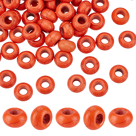 60шт. окрашенные синтетические бирюзовые европейские бусины, бусины с большим отверстием, рондель