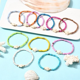 11шт. браслеты из натурального персидского нефрита с круглыми бусинами и окрашенной синтетической бирюзы с бусинами, Морская черепаха