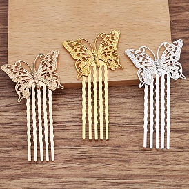 Brass Hair Comb Findings, Filigree Butterfly