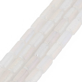 Electroplate Frosted Glass Beads Strands, AB Color Plated, Column