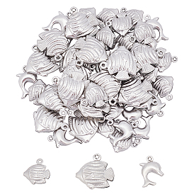 Unicraftale 48Pcs 3 Style 316 Surgical Stainless Steel Pendants, Mixed Shape