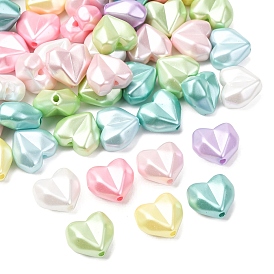 Непрозрачные бусины из абс-пластика, имитации жемчуга, сердце, граненые