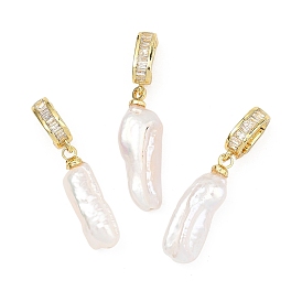 Натуральный жемчуг барокко подвески с жемчугом кеши, самородки прелести, с латунными микропаве и прозрачными застежками из кубического циркония