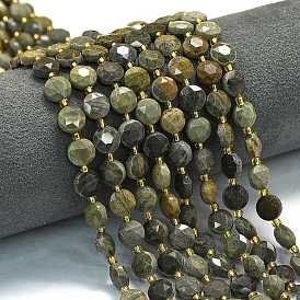 Природное серебро листьев яшмы бисер нитей, граненый шестиугольный разрез, плоско-круглые, с бисером