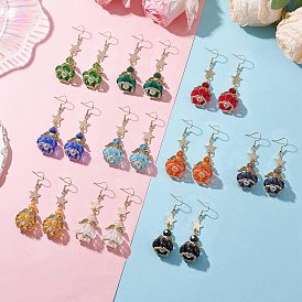 Ангел-звезда ручной работы из стеклянных бусин и стеклянных подвесных сережек для женщин, 304 серьги нержавеющей стали, золотые